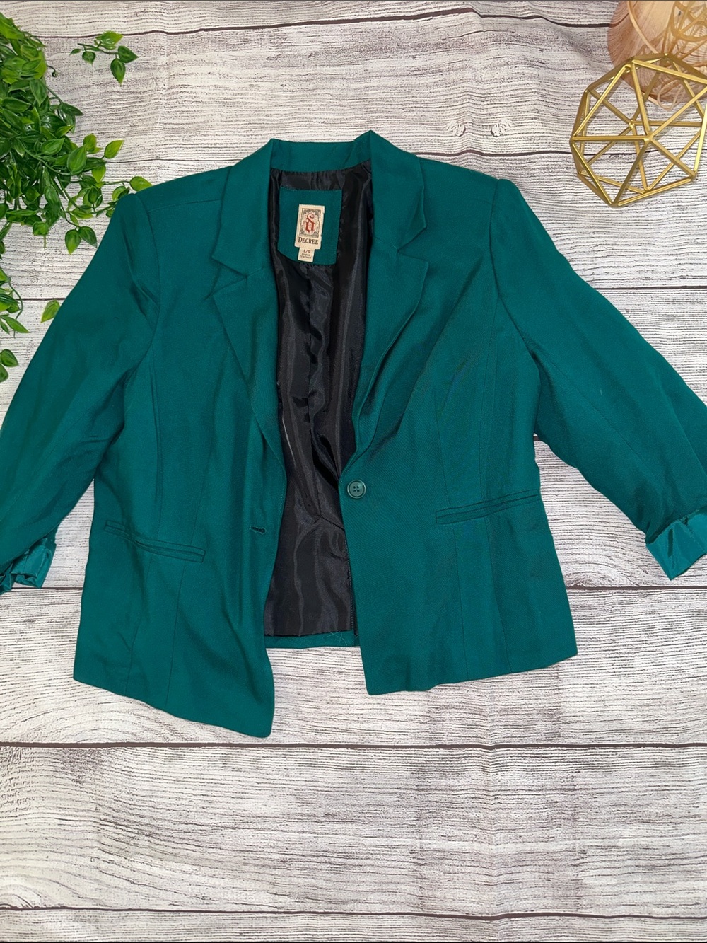Decree Teal Women's Single-Button Blazer